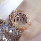 Bee Sister Luxury All Crystal Rhinestone Stylish Women Quartz Wristwatch Butterfly Bracelet