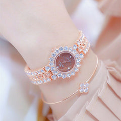 Bee Sister Luxury Color Crystal Rhinestone Women Quartz Wristwatch Butterfly Bracelet