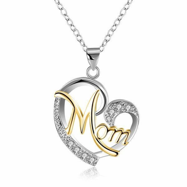 MOM Letter Heart Shape Pendant Necklace Mother's Day Gift