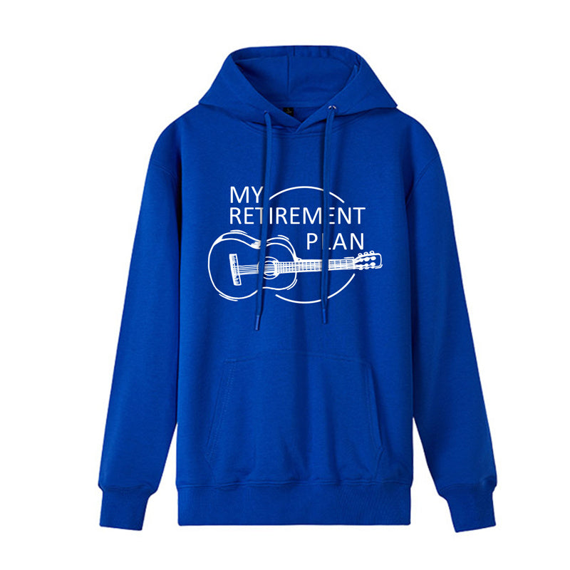 Funny Humor Print Hoodie My Retirement Plan Guitar Hooded Sweatshirt