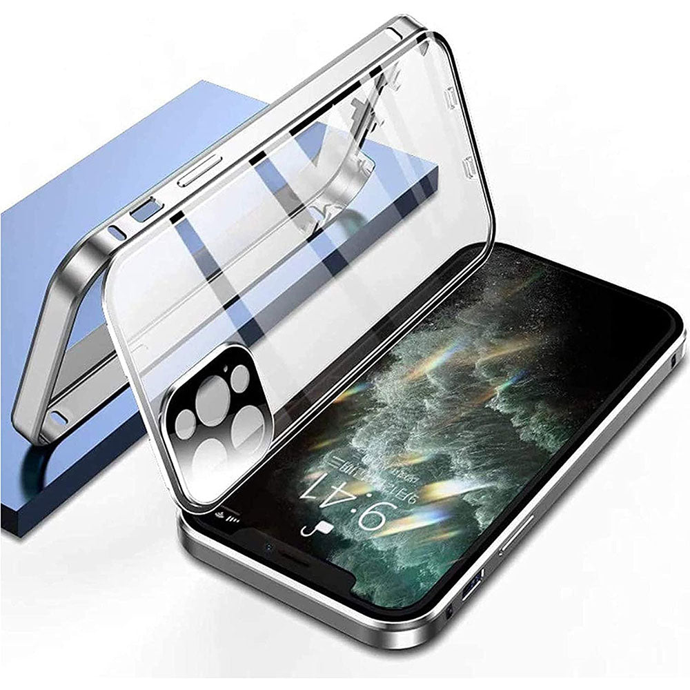 360° Protective Magnetic Case Tempered Glass Lens Film Metal Frame for iPhone