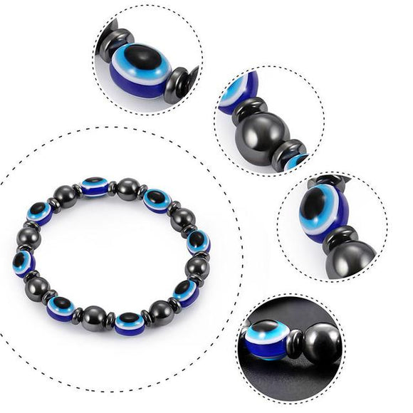 2pcs Black and Blue Purple Stone Magnetic Therapy Bracelet Health Care Jewelry
