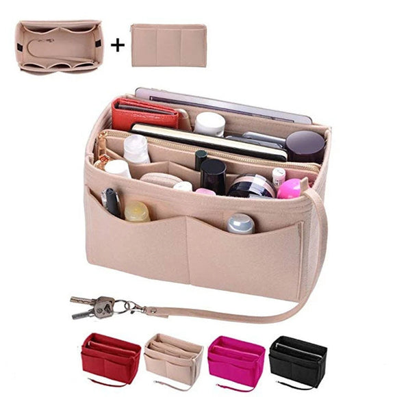 Make up Organizer Felt Insert Bag For Handbag Travel Inner Purse