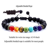 2pcs 7-Chakras Elastic Lava Stone Bead Health Care Bracelet