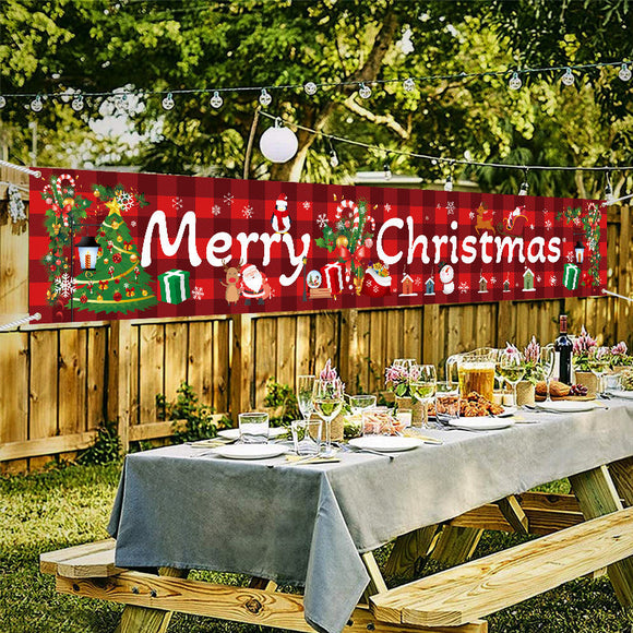 Merry Christmas Outdoor Large Banner Hanging Flag Ornaments 300x50cm