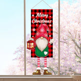 Merry Christmas Window Sign Banners Grinch Hanging Feet Doll Hanging Flag