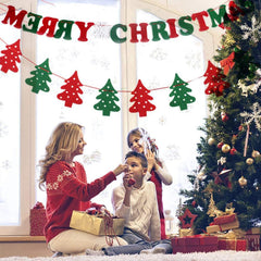5PCs Merry Christmas Banner Bunting Garland Hanging Flag