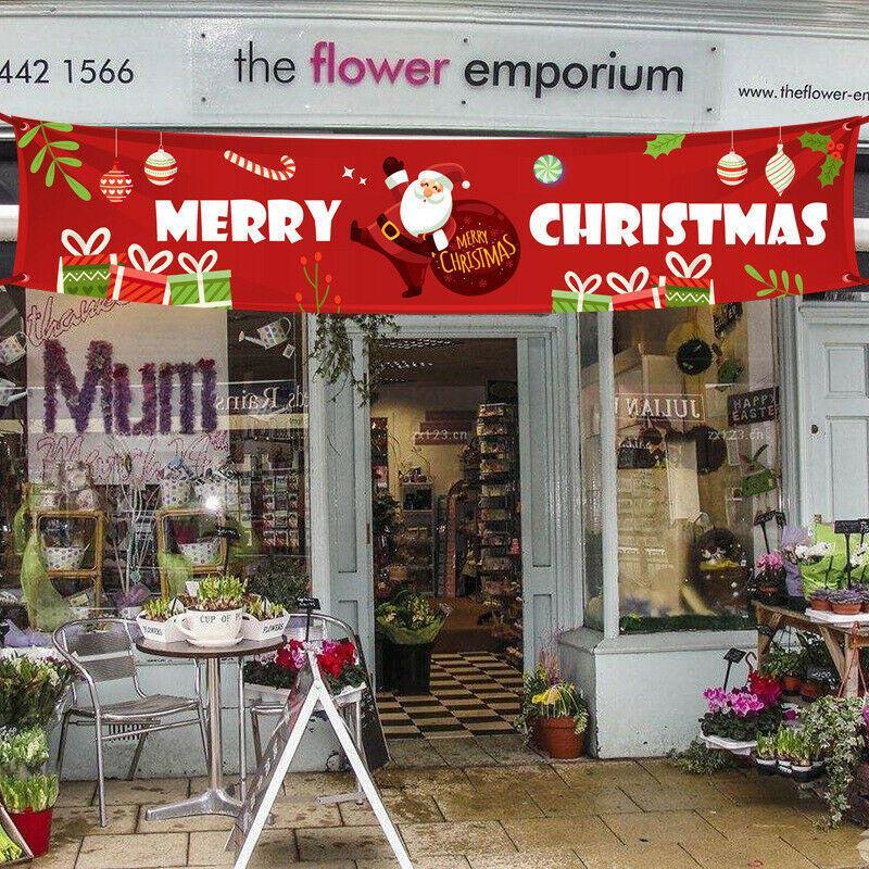 Merry Christmas Outdoor Large Banner Hanging Ornaments 300x50cm