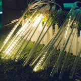 Meteor Shower String Lights Solar Power 30cm 10 Tubes 360-LED Falling Rain Drop Lights