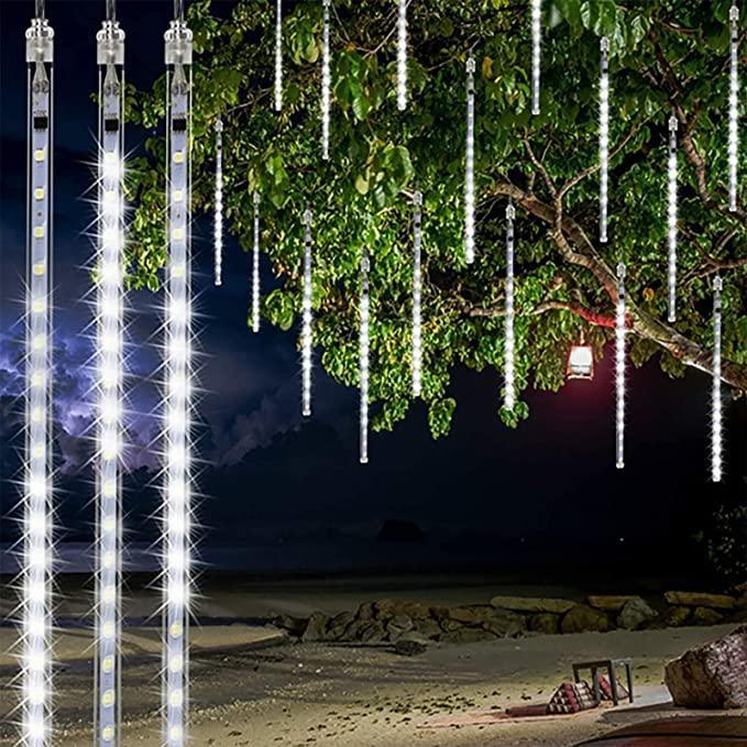 Meteor Shower String Lights Solar Power 8 Tubes 288-LED Falling Rain Drop Lights Decor