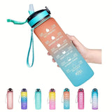 1000ML Motivational Fitness Sports Water Bottle With Time Marker & Straw