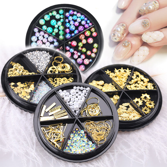 4 Packs Multi Shapes Crystal Nail Art Rhinestones Nail Gems Slices Studs Kit