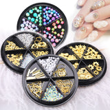 4 Packs Multi Shapes Crystal Nail Art Rhinestones Nail Gems Slices Studs Kit