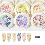 6 Boxes/Set Multi Shapes Nail Art Glitter Sequins DIY Holographic Nail Slices