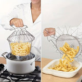 Foldable Frying Basket Kitchen Mesh Steam Rinse Strainer