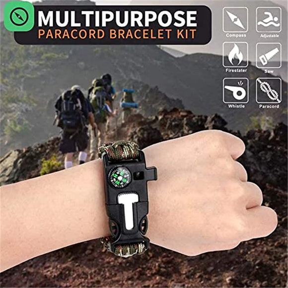 Multi-Function Bracelets Outdoor Survival Whistle Compass