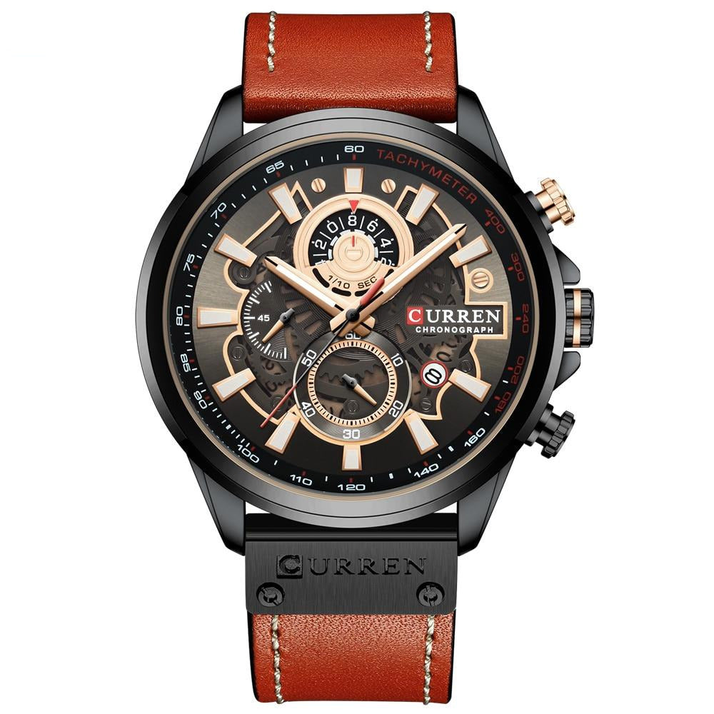 CURREN Fashion Sport Men Watch Luxury Military Leather Casual Chronograph Wristwatch