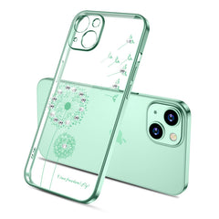 Plating Frame Transparent TPU Soft Diamond Dandelion Back Cover For iPhone Series