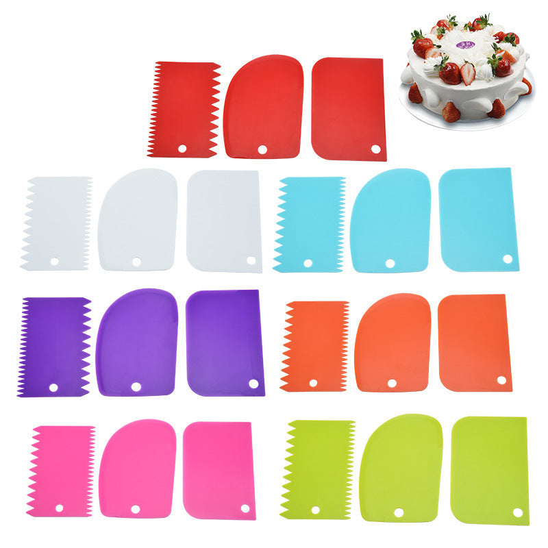 3 Pcs/set Cake Edge Side Scraper Plastic Cutter Butter Cream Smoother DIY Tools