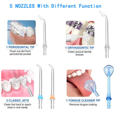 5 Modes Waterpulse Portable Dental Water Jet Flosser Oral Irrigator Teeth Cleaner