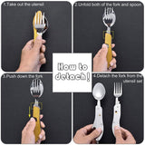 4 In 1 Outdoor Stainless Steel Spoon Folding Pocket Kits Home Picnic Hiking Travel Tools