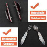 4 In 1 Outdoor Stainless Steel Spoon Folding Pocket Kits Home Picnic Hiking Travel Tools