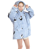 Oversized Wearable Fluffy Warm Flannel Hooded Sweatshirt Blanket Hoodie for Kids