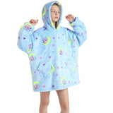 Oversized Wearable Fluffy Warm Flannel Hooded Sweatshirt Blanket Hoodie for Kids