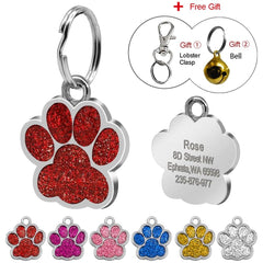 Paw Shape Personalized Dog Cat ID Tags Free Engraved Nameplate