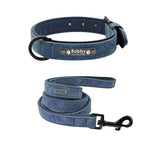Personalized Genuine Leather Dog Collars Inner Padded with Engraving Nameplate