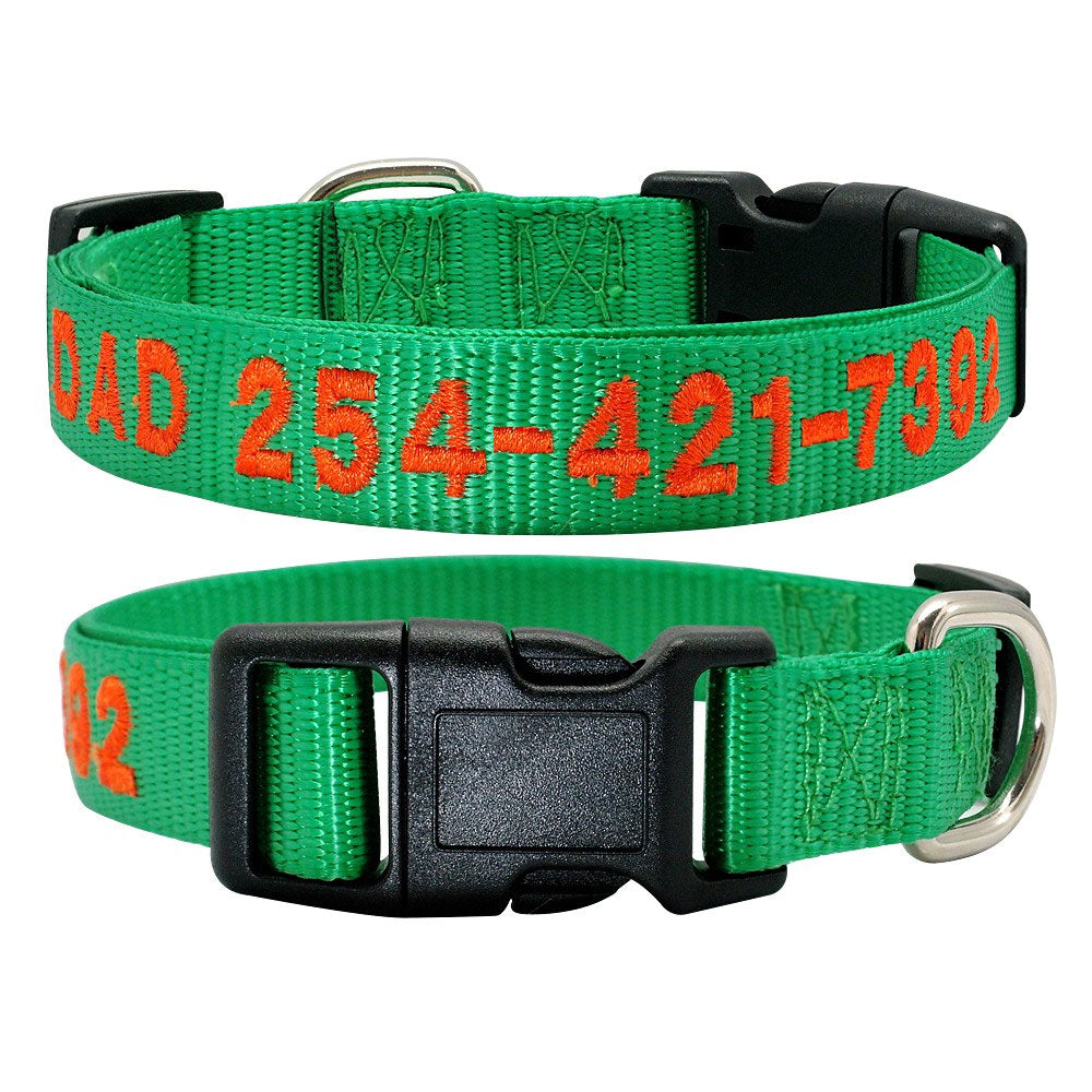 Personalized Dog Collars Embroidered with Pet Name and Phone Number