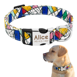 Personalized Nylon Color Print Tag Collar Engrave Nameplate ID for Dog Cat Puppy