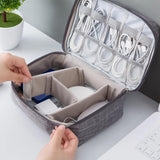 Portable Cable Power Battery Zipper Storage Organizer Cosmetic Bag