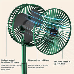 Portable Foldable Telescopic Fan 3-Speed Rotated USB Rechargeable Air Cooler