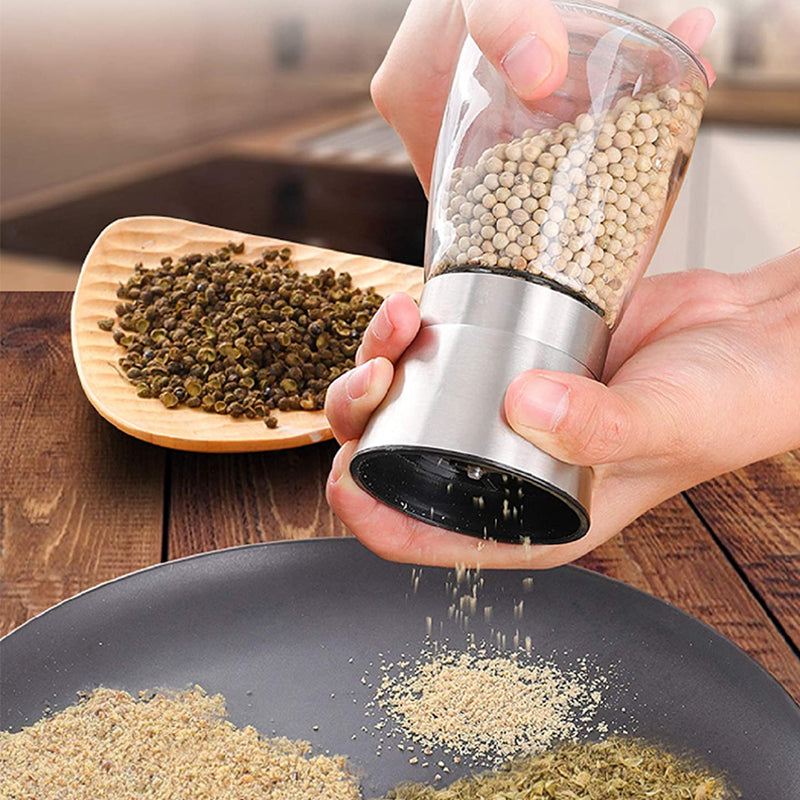 Premium Stainless Steel Glass Salt and Pepper Grinder Set