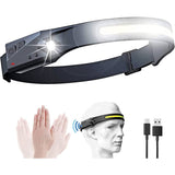 Rechargeable LED Headlamp 230° Wide Beam Headlight Motion Sensor