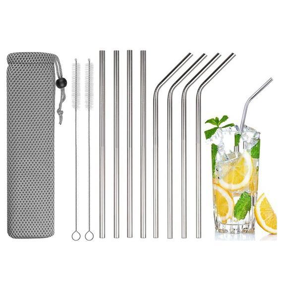 Reusable 304 Stainless Steel Bent Straight Drinking Straws