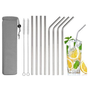 Reusable 304 Stainless Steel Bent Straight Drinking Straws