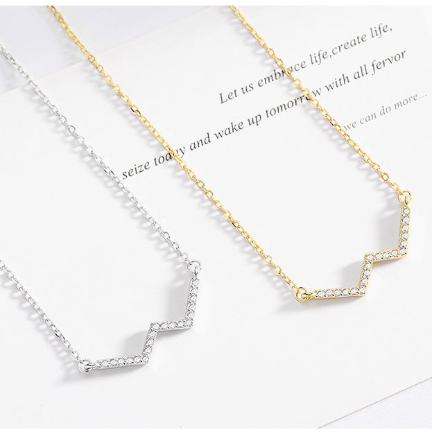 Rhinestone Alphabet W Pendant S925 Sterling Silver Necklace