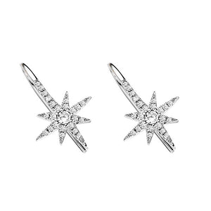 Rhinestone Eight Star Germstone 925 Sterling Silver Hook Earrings