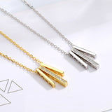 Rhinestone Gold Plated Geometry Cuboid S925 Sterling Silver Necklace