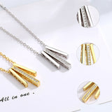Rhinestone Gold Plated Geometry Cuboid S925 Sterling Silver Necklace