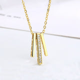 Rhinestone Gold Plated Geometry Cuboid S925 Sterling Silver Necklace