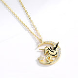 Rhinestone Gold Plated Unicorn S925 Sterling Silver Necklace