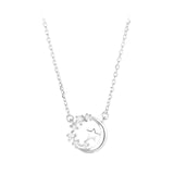 Rhinestone Half Moon Star Pendant S925 Sterling Silver Necklace
