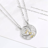 Rhinestone I Love You Sun & Moon Pendant S925 Sterling Silver Lover Necklace