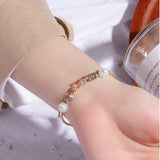 Rhinestone Moon Star Gray Moonstone Crystal Stone Bangle Bracelet