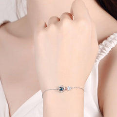 Planet Glitter Planet Blue Crystal 925 Sterling Silver Resizable Bracelets