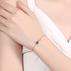 Planet Glitter Planet Blue Crystal 925 Sterling Silver Resizable Bracelets