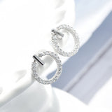 Rhinestone Ring Circle 925 Sterling Silver Stud Earrings